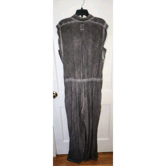 Soft Surroundings Camilla Jumpsuit Gray Pigment Dyed Wide Leg Pockets Sz XL NWT - Picture 2 of 7
